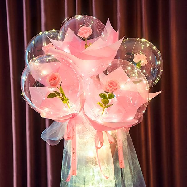 LED-owy balon z różą na niezapomniane chwile | LOVEBALLOON