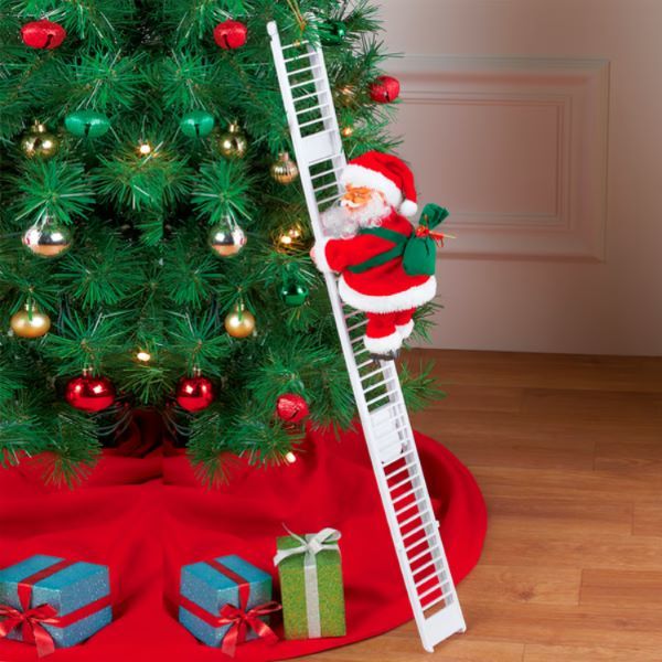 Mikołaj wspinający się po drabinie | LADDERSANTA