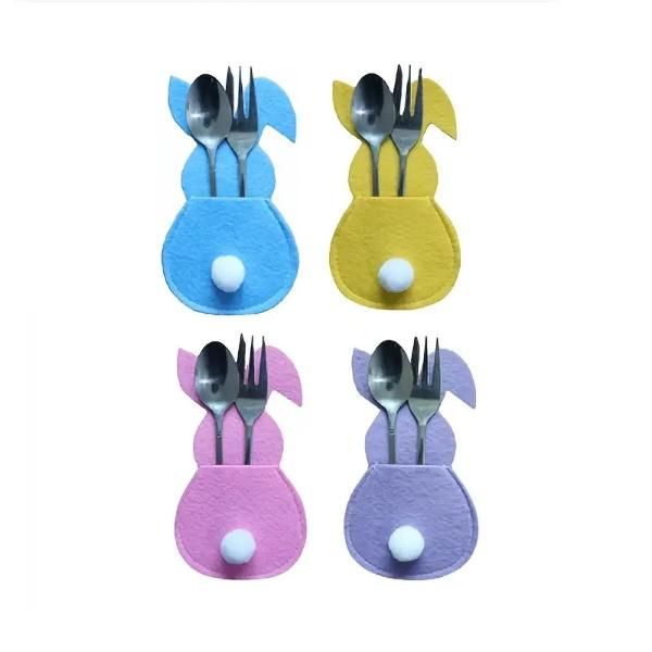 Filcowy uchwyt na sztućce w kształcie króliczka (4szt) | BUNNYCUTLERY
