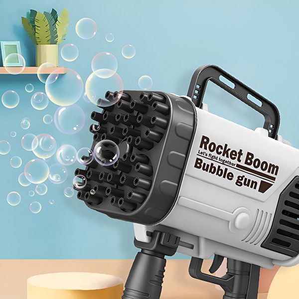 Pistolet do baniek z 69 otworami i kolorowymi światłami LED | BUBBLEPUFF