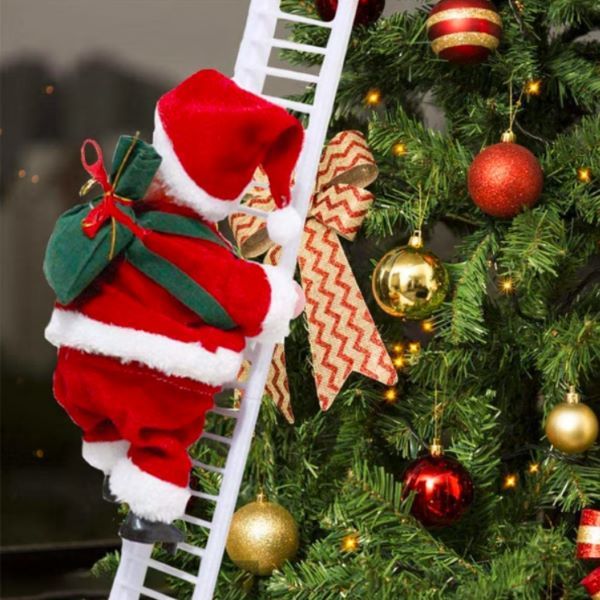 Mikołaj wspinający się po drabinie | LADDERSANTA