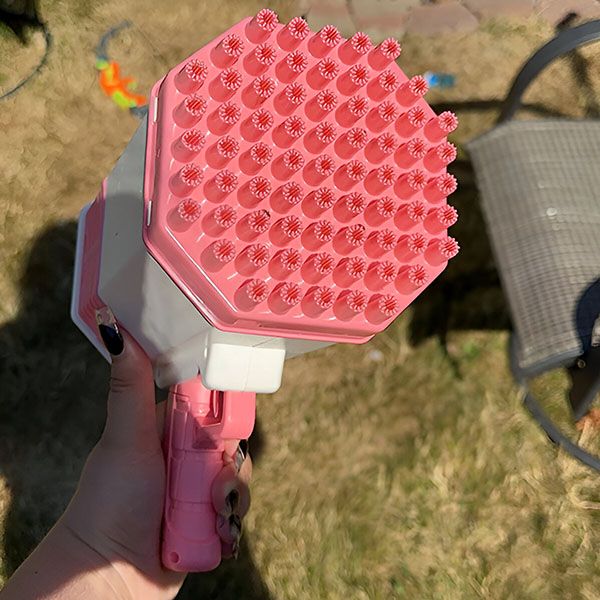 Pistolet do baniek z 69 otworami i kolorowymi światłami LED | BUBBLEPUFF
