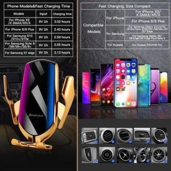 Inteligentny uchwyt samochodowy na telefon z bezprzewodową ładowarką DELUXE