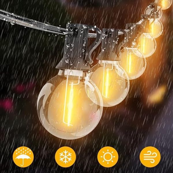 Zewnętrzne oświetlenie sznurkowe LED (25 żarówek; długość kabla 7,5 m) | YARDBULBS