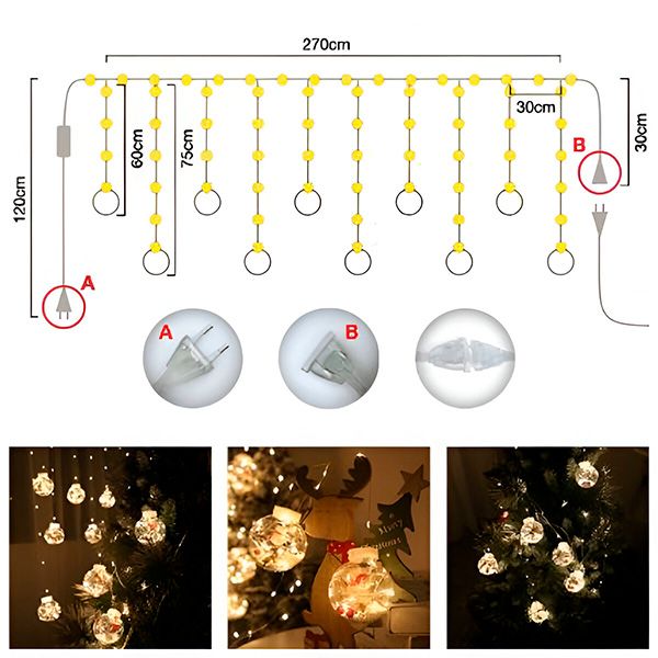 Błyszczące bombki świąteczne (3 m) | XMASBALL