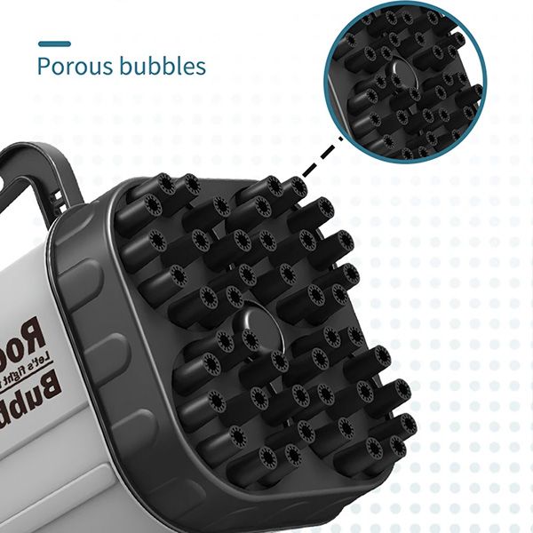 Pistolet do baniek z 69 otworami i kolorowymi światłami LED | BUBBLEPUFF
