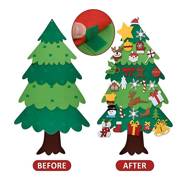 Zestaw z filcową choinką i ozdobami FELTPINETREE
