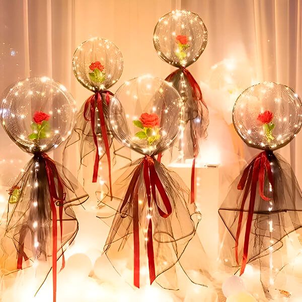 LED-owy balon z różą na niezapomniane chwile | LOVEBALLOON