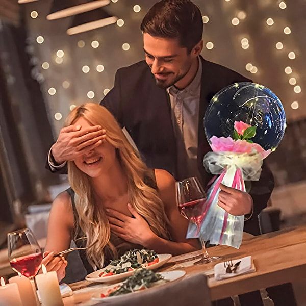 LED-owy balon z różą na niezapomniane chwile | LOVEBALLOON