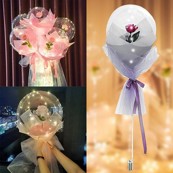 LED-owy balon z różą na niezapomniane chwile | LOVEBALLOON