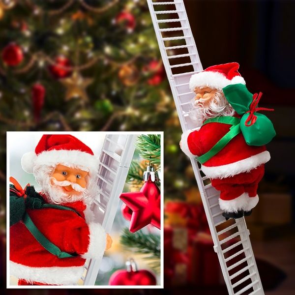 Mikołaj wspinający się po drabinie | LADDERSANTA