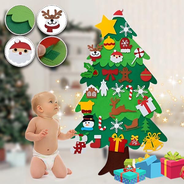 Zestaw z filcową choinką i ozdobami FELTPINETREE